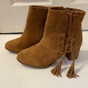 NWOT MATISSE Tan Suede Corset Booties Size 9